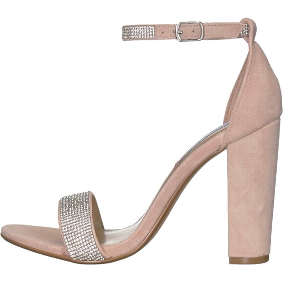 Steve Madden Carrson Rhinestone Leather Suede Ankle Strap Block Heel Sandal 8 - Picture 3 of 12